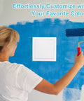 Heavy Duty Zero Hassle 15X15 Inch Drywall Access Panel For Wall And Ceiling Plumbing Repair Easy Pop Open Click Lock White Cover in use with blue paint.