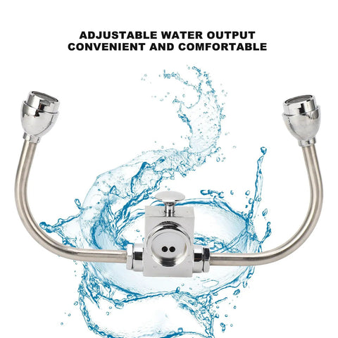 Double Nozzle Eyewash Station Faucet Mounted for Lab Factory and Office Sinks with water splash and adjustable output