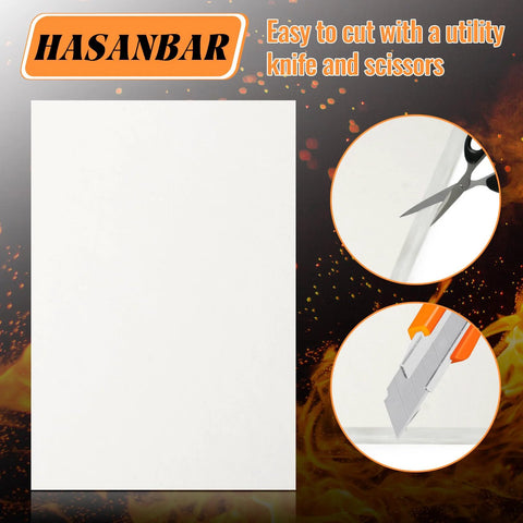 Hasanbar 4-pack white ceramic fiber gasket sheets for high-temp insulation, 7 x 10 x 1/4 in (front view)