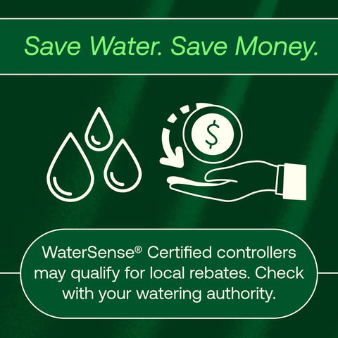 Save water and money with WaterSense Certified 8 Zone Smart WiFi Sprinkler Timer For Indoor And Outdoor Use You Control From The App