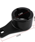 Crankshaft Damper Pulley Holding Tool With 2 Crank Bolts for Toyota and Lexus, black metal, dimensions shown, front angle view