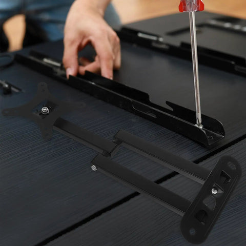 Rock Solid Adjustable Wall Mount Swivel Arm For 14 To 24 Inch LCD LED Monitor TV Bracket being installed on a desk.