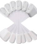 12 Pack Multi Use Adhesive Strap Locks For Baby Proofing Cabinets Drawers Fridge Dishwasher Toilet Seat Cupboard Oven And Trash Can No Drilling Easy Install Kid Safe displayed in a fan shape.