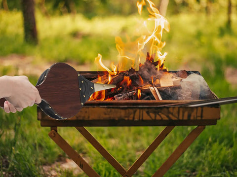 Top Shelf Wooden Fireplace Bellows With Heavy Leather Strap Brown Air Blower Pump For Campfires Barbecue igniting flames in grill.