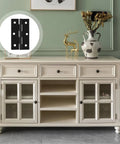 Image of Rock Solid Black Butt Hinges Set of 12 For Interior Doors and Cabinetry mounted on a white cabinet.