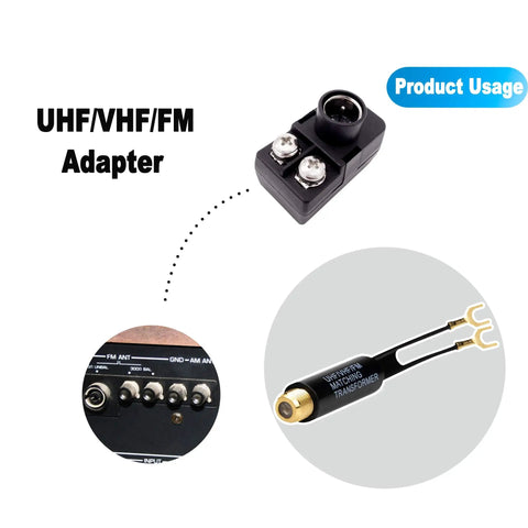 Gold Plated 75 Ohm To 300 Ohm Balun Transformer Adapter For TV Radio And Coax Antennas with F Female Jack and Twin Lead
