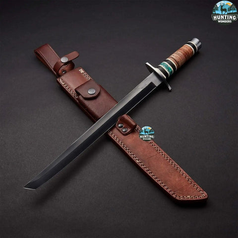 Hand Forged Short Sword With Sharp Tanto Blade, Custom Handmade Katana Steel Blade In D2 Steel, Fully Customizable