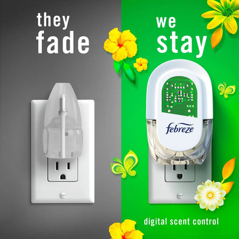 Plug In Air Freshener Starter Kit With Odor Fighting Scented Oils Warmer Plus Two Refills, Gain Original Scent, wall outlet comparison