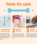 How to use Baby Nose Cleaner And Ear Wax Removal Tool For Newborns Infants And Toddlers, Safe Gentle Dual Ended Design image steps