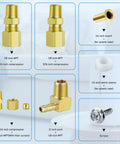 Universal 24V Humidifier Solenoid Valve UHS24 Replacement Kit parts including brass fittings and plastic tube inserts