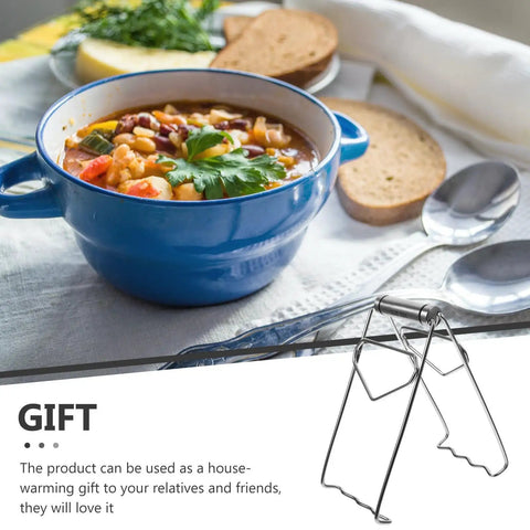 Heavy Duty No Burn Bowl Gripper Slick Stainless Steel Heat Resistant Pot Tongs Non Slip Dish Lifter next to hot food bowl