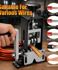 Badass Heavy Duty Wire Stripping Machine with hand crank, stripping copper and aluminum wire for electricians.