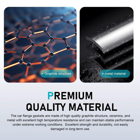 Top Rated Two Pack Exhaust Manifold Gasket Kits Featuring Rock Solid Graphite Construction And Dead Stop Leak Protection For All Domestic Cars Trucks Rvs And Jeeps - detailed graphite structure and metal material close-up