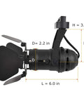 Side view of Vintage Industrial Track Light Head, 5W GU10 LED, black finish, 6-inch length, showing dimensions, durable aluminum construction.