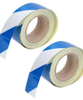 Two-Pack Safety Warning Stripe Tape 2-Inch By 98-Foot High-Visibility Self-Adhesive Floor Marking Tape in blue and white stripes