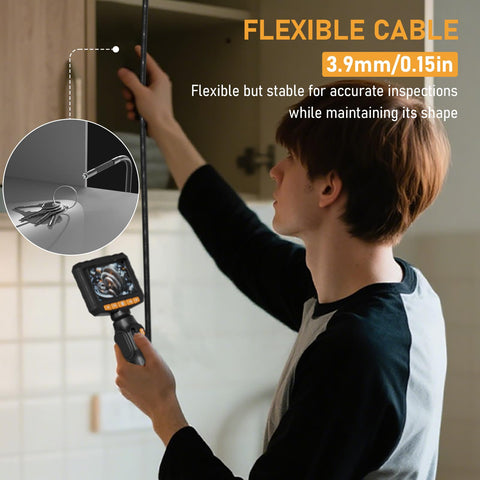 Ultra Slim 3.9mm Two Way Articulating Borescope With 360 Rotating Endoscope Camera Plug And Play Flexible Snake Probe in use.