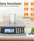 Massive 88Lb 40Kg Digital Kitchen Scale With 0.05Oz 1G Precision Price Computing Stainless Steel 304 Large LCD Display with glass