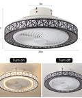 Modern 20 Inch Bladeless Ceiling Fan With Light Low Profile Recessed Fan 72W LED Light Remote Control Dimming 3 Color Temperature 3 Speed
