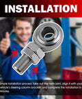 Installation image of Hardcore 3/4 Inch Heim Joints Kit With 2 Nuts For Steering Shaft and Suspension Systems featuring threaded end.