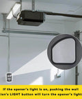 Replacement Deluxe Go To Wall Console Panel For Linear Garage Door Opener HAE00001 installed in garage with light switch detail