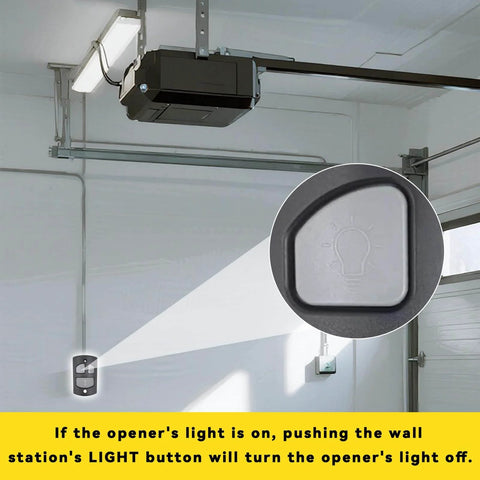 Replacement Deluxe Go To Wall Console Panel For Linear Garage Door Opener HAE00001 installed in garage with light switch detail