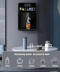 Wall Mounted Hot And Cold Water Dispenser With Touch Screen 2200W Office Water Cooler on gray wall with glass below