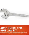 Adjustable Tapered Handle Wrench With Hex Jaw Design For Secure Grip, Ergonomic Comfort, And Precise Tightening, 15 Inch Length