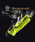 Neon Yellow LED Flashlight With Focused Narrow Beam And 420 Lumens Maxbright LED, Waterproof IPX8 Up To 100 Meters in water