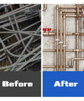 Before and after image of plumbing pipes with 15 Pcs 3/4 Inch PVC Pipe Clamps With Screws Conduit Straps For Securing Pipes Cables And Wires
