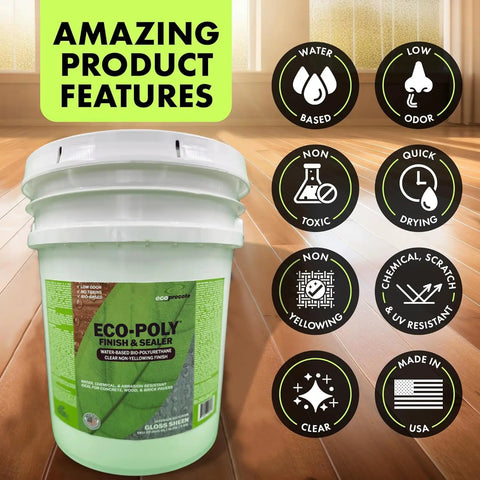 Rock Solid Polyurethane Floor Sealant For Hardwood And Exterior Decks Ultra Clear Gloss Water Based Non Toxic Varnish 5 Gallon Bucket features overview.