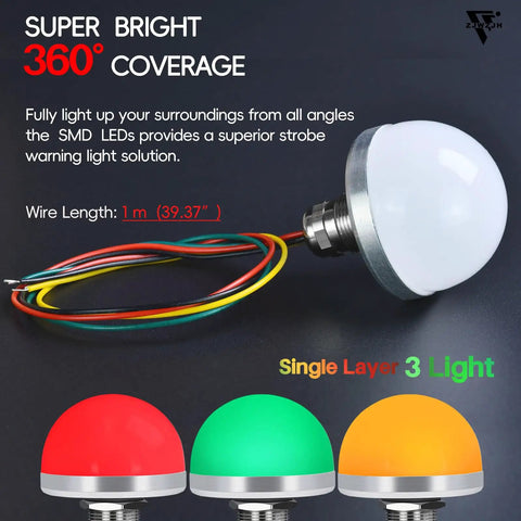 Compact Industrial Warning Light 44mm 24V DC AC LED Three Color One Layer Column Signal Tower Beacon for Continuous Light