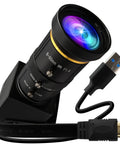 4K 60fps USB 3.0 Webcam With HDMI And USB Output For Dual Display Setup, 10x Zoom Lens 5-50mm, Manual Zoom, cords visible