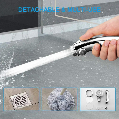 Detachable Handheld Shower Head With 3 Settings High Pressure Water Saving 360 Degree Rotating With On Off Pause Switch in use