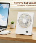 Tiny But Mighty Portable Desk Fan Battery Operated and Rechargeable, Ultra Quiet 180 Degree Tilt Folding Personal Fan on desk