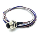 M12 5 Pin Female Connector Cable A Coded Straight Back Mount Waterproof Aviation Socket IP67 Sensor Receptacle Unshielded Cable 0.5 Meter