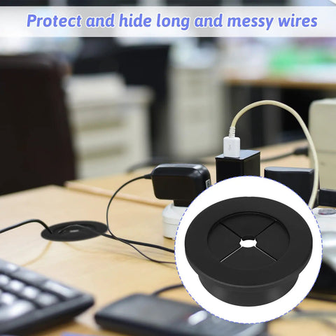 4 Pack Black Desk Grommets For Cable Management 1 And A Quarter Inch 32mm Flexible Silicone Wire Hole Covers on desk