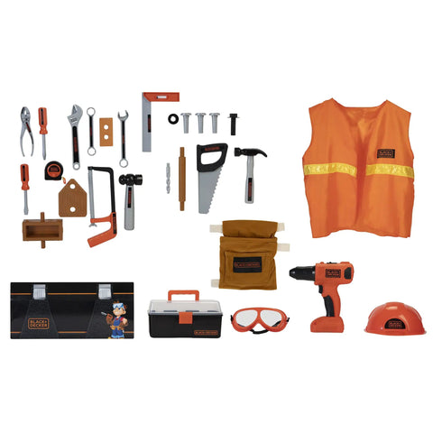100 Piece Tool Trunk Portable Toolbox For Home DIY And Car Garage, Durable Storage with tools, safety vest, and helmet