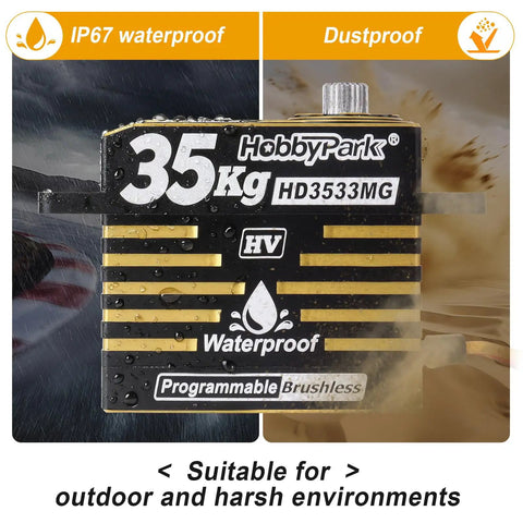 Waterproof RC Servo With Brushless Motor Beefy 35kg Torque Metal Gears Aluminum Case IP67 Waterproof