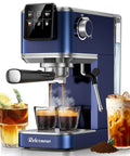 20 Bar Espresso Machine With Auto Milk Frother And Crisp Lcd Screen, Stainless Steel Hot Iced Coffee Maker For Silky Lattes And Bold Macchiatos, No Fuss Kitchen Game Changer with two espresso shots.