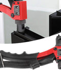 Heavy Duty Hand Rivet Nut Gun Set With Ergonomic Grip For M3, M4, M5, And M6 Inserts Includes Quick Release Screw For Easy Nut Separation And Durable Black And Red Finish Makes Fast Work Of Repair Projects, black and red hand tool on metal insert