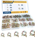 Spring Hose Clamp Set 140 Piece Assortment for Auto Fuel Line Air Water Silicone Vacuum Hoses in storage box