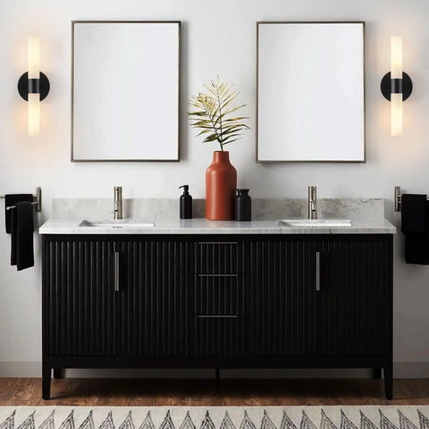 Set Of Two Matte Black Wall Sconces With White Glass Shades For A Modern Bathroom And Living Room, Durable Metal Fixtures