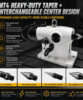 Heavy Duty Pneumatic CNC Four Axis Telescopic Tailstock MT 4 Live Center showcasing multiple center options and durable design.