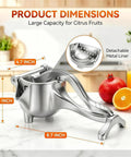 Heavy Duty Manual Lime Squeezer For Lemons Oranges & Grapefruits Large Citrus Juicer Press Tool with removable metal liner.