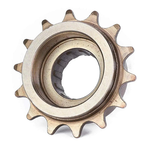14T Screw On Single Speed Freewheel For Mountain Road And Folding Bikes Beefy One Way Flywheel Sprocket, bronze, close-up