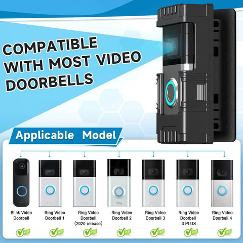 No Drill Anti Theft Doorbell Mount For Blink And Ring Video Doorbells With 360 Degree Coverage And Adjustable Angle Fits Models 1 Through Pro