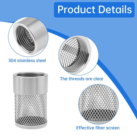 Detailed view of 25mm Inlet Suction Strainer Mesh Filter For Garden Hose And Water Pipe Debris Removal 304 Stainless Steel