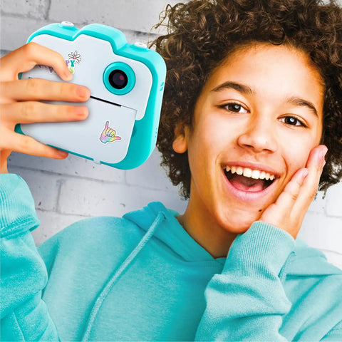 Kid Friendly Instant Print Camera For Photos And Selfies With LCD Screen Thermal Paper For 250 Prints Easy Portable Photo Printer With Video Capture Age 8 And Up Fun Educational Toy, turquoise