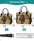 Desert Brown Insulated Cooler Bag Lunch Box Tote With Detachable Shoulder Strap sizes S and M shown with measurements.