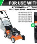 Mulching Mower Blade With Circle Mounting Pattern For Craftsman Husqvarna 21 Inch Deck Push Walk Behind Lawn Mower Replacement 165833 175064 189028 532189028 shown next to compatible lawn mower model